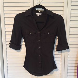 James Perse Black Button Down Top